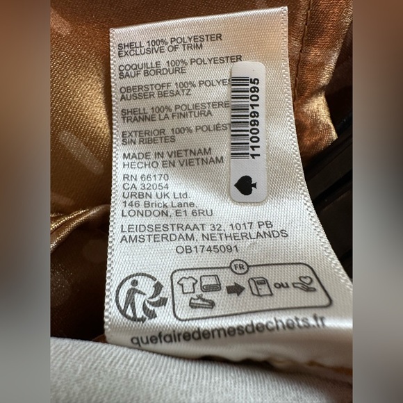 Free People Serena Slim Maxi Skirt Gold Brown Moon Sun Silky Satin sz 8 - Picture 8 of 9